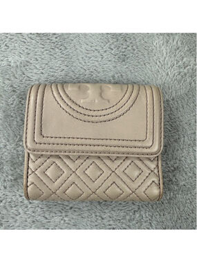 Tory Burch Mini Flap Wallet Leather Bedrock Cream